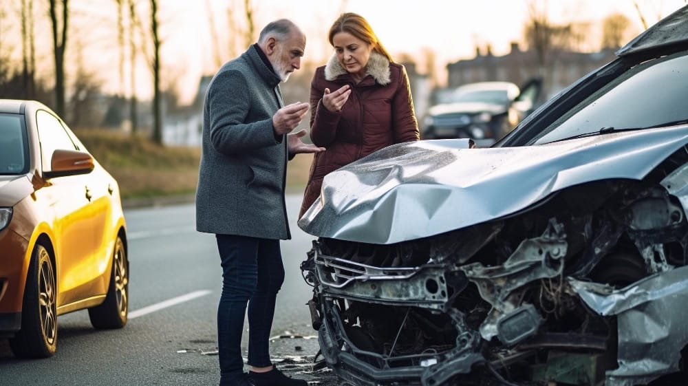 insurance agent examine damage after car accident