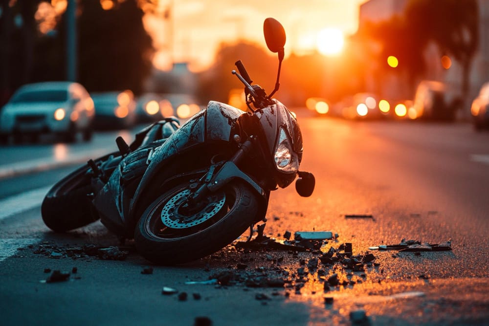 Low-side and high-side motorcycle accidents, highlighting the mechanics and outcomes of each type of crash.