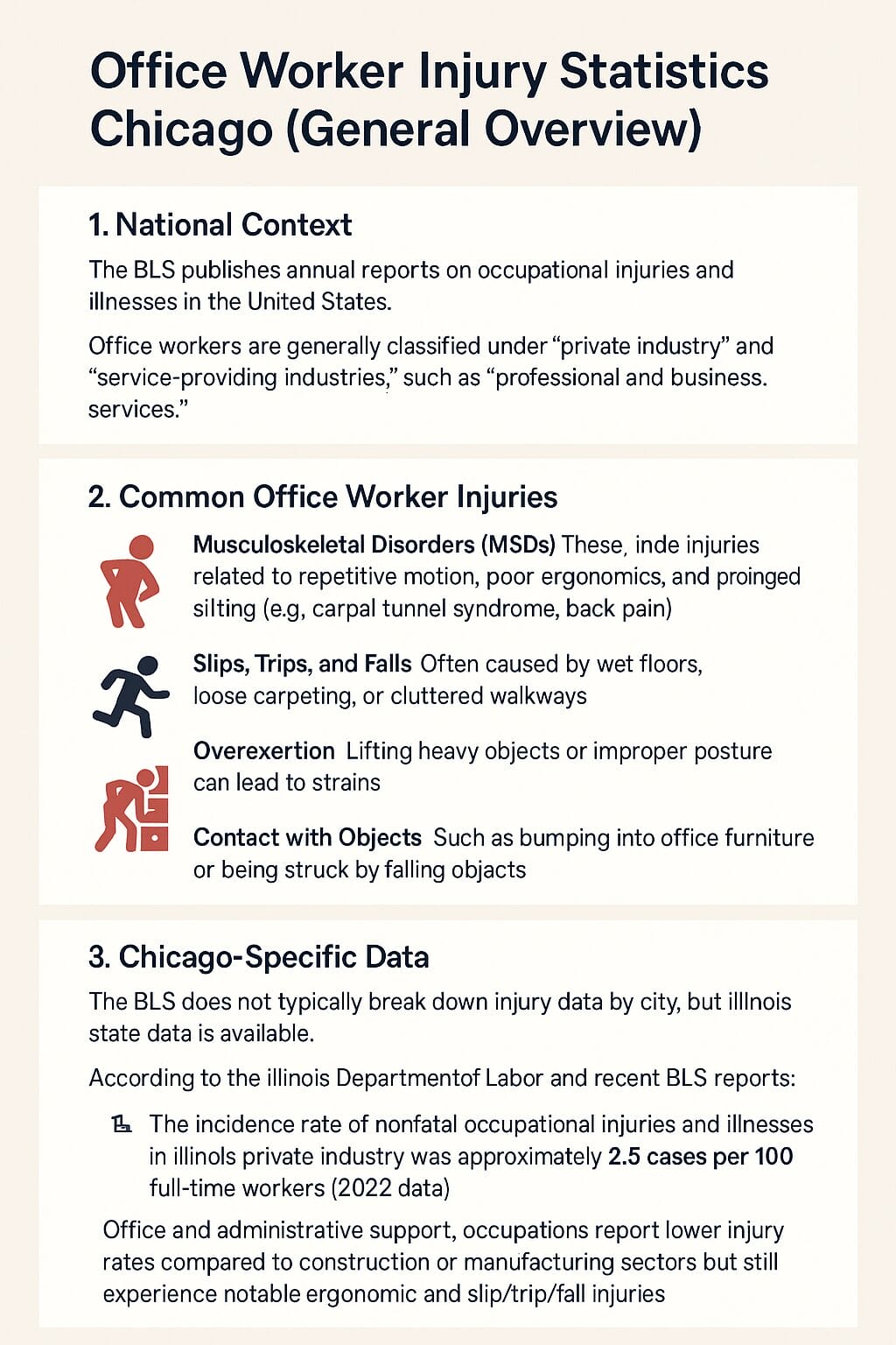 Chicago Office Workers Injury statistics