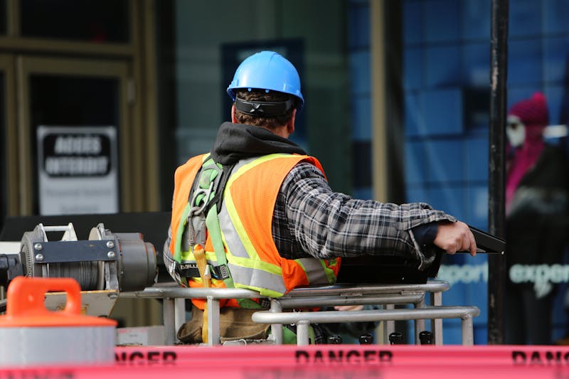 Construction accident site in Peoria Illinois industrial zone