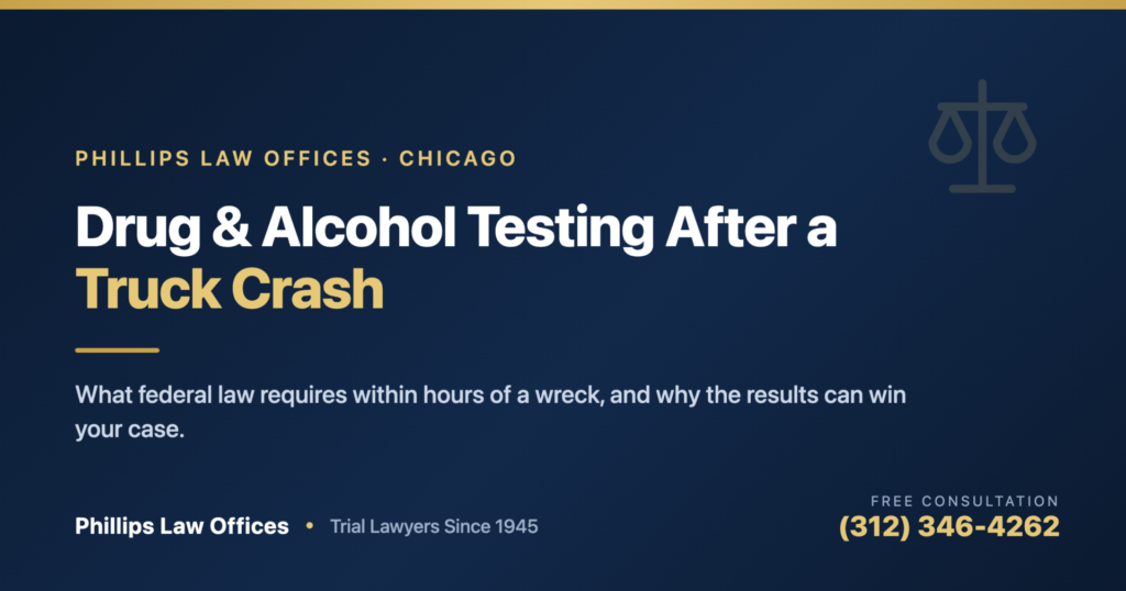 Drug and alcohol testing after a truck crash under FMCSA rules - Phillips Law Offices