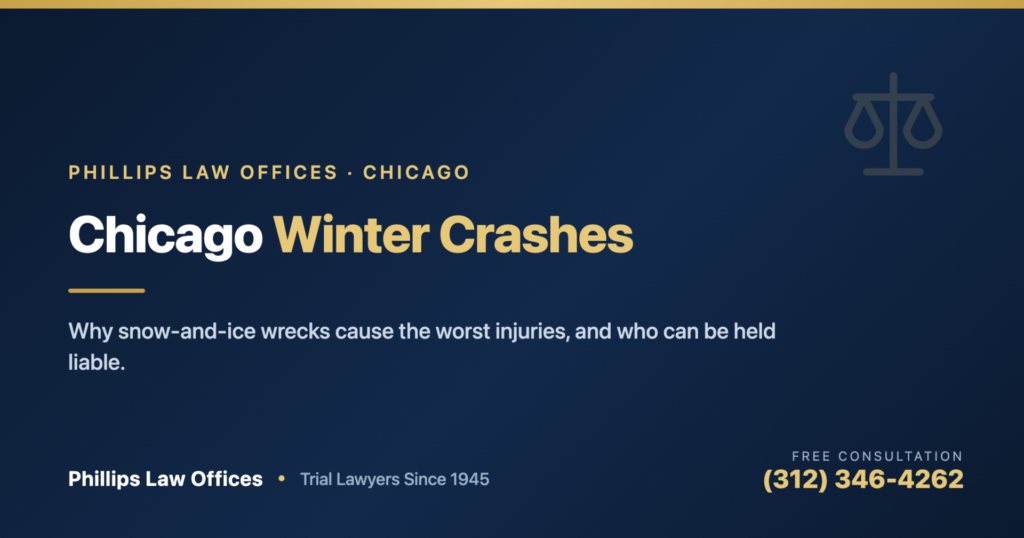 Chicago winter snow and ice car crashes and liability - Phillips Law Offices