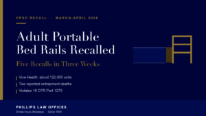 Adult portable bed rail recall 2026 - entrapment gap between mattress and bed rail