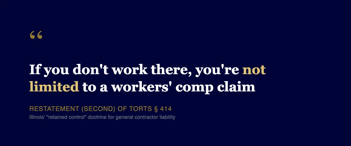 If you don't work there, you're not limited to a workers comp claim, Restatement Second of Torts Section 414 retained control doctrine